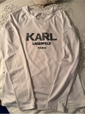 Karl Lagerfeld White Long Sleeve Logo Tee